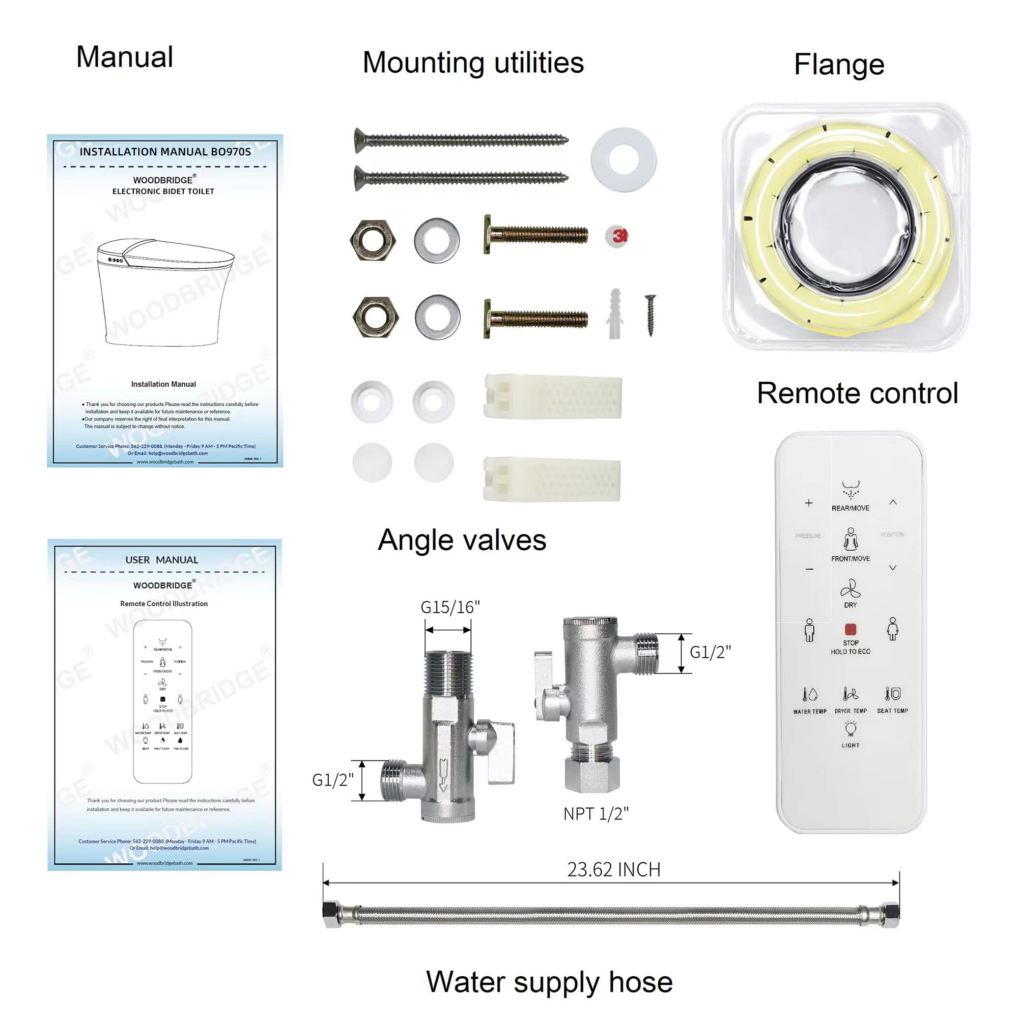 Zalorin Smart Bidet Tankless Toilet Elongated One Piece ADA Height, Auto Flush, Foot Sensor Operation, Heated Seat with Integrated Multi Function Remote Control in White