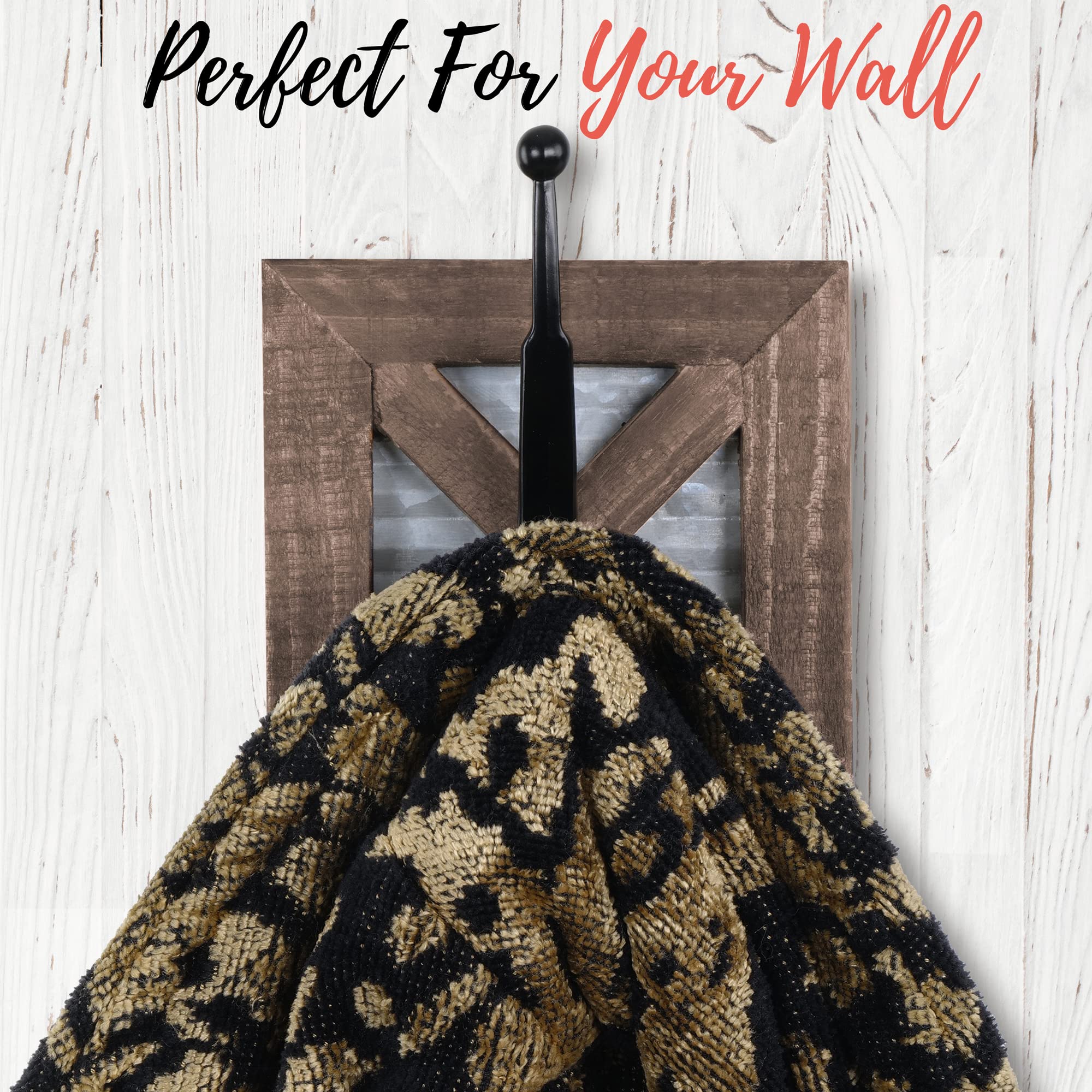 Zalorin Farmhouse Bathroom Hooks for Towels, Coat Hooks, and Robe Hooks - Towel Hooks for Bathroom Wall Mounted, Rustic Wall Hooks Decor, Wood, 2 Pack