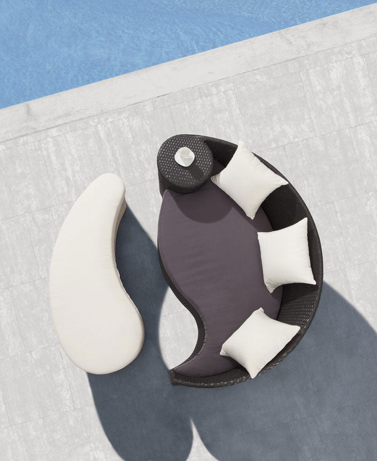 IDZO Black & White Modern 2pc Outdoor Sofa & Ottoman Set