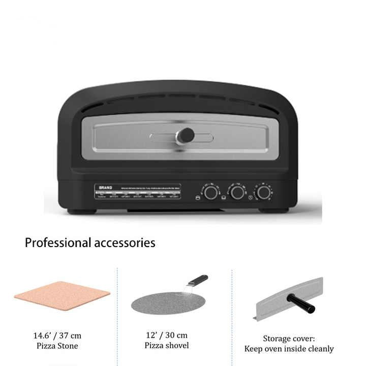 Zalorin 15'' Large Electric Pizza Oven with Stone – 400°C Countertop Pizza Maker for Home & Commercial Kitchens