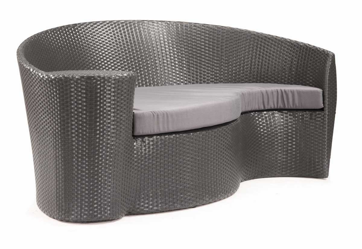 IDZO Black & White Modern 2pc Outdoor Sofa & Ottoman Set