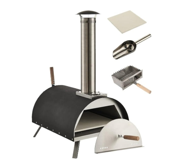 Zalorin 13" Outdoor Pizza Oven Wood fire Pizza Oven Portable Pizza Oven Pizza Maker for Home Garden Balcony Black