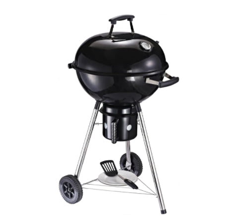 ZalorinCharcoal Grill 22-Inch, Movable Barbecue Charcoal Grill With Built-in Thermometer, Porcelain-Enameled Lid, Slide Out Ash Catcher For Outdoor Cooking, Patio, Backyard, Black