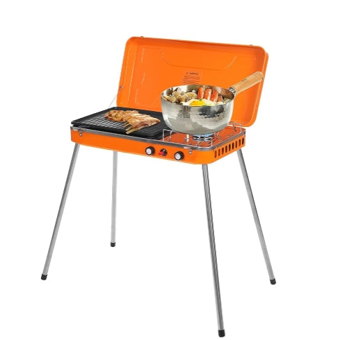 Zalorin Portable Gas Grill Cooker, Camping Stove, Outdoor Stove Portable Propane Burner Gas Cooker for Camping BBQ Picnic Camping Cooking Orange