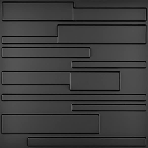 Zalorin Decorative PVC Wall Panels, 32 Square Feet, 3D Rectangle 3-Black, Sq Ft