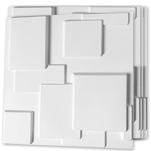 Zalorin Decorative 3D Wall Panel, 32 Sq.FT PVC Interior Wall Decor for Living Room, Bedroom, Lobby, Office, Shopping Mall, White