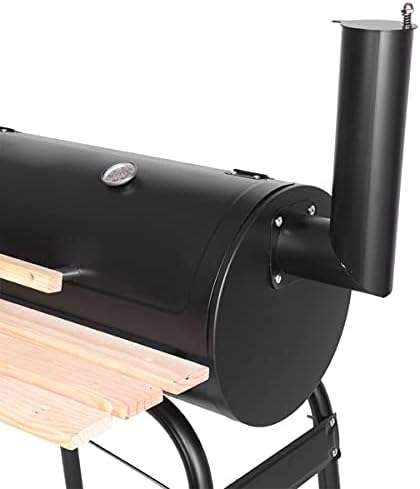 Zalorin Portable Charcoal Barbecue Smoker, Steel Oil Drum, High Temperature Spray Paint (500-600F/260-315C), 15cm (6 in) Plastic Wheels, Black