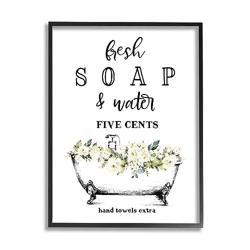 Zalorin Soap And Water Bath Tub Bathroom Design Framed Giclee Art Design By Artist Lettered and Lined