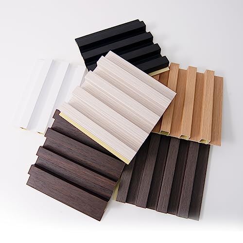 Zalorin Slat Wall Panel for Modern Decor, WPC Acoustic Diffuser Panel, Samples 6-Pack 6 x 6in.