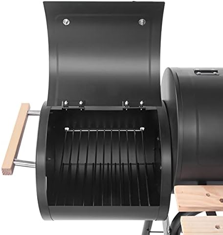 Zalorin Portable Charcoal Barbecue Smoker, Steel Oil Drum, High Temperature Spray Paint (500-600F/260-315C), 15cm (6 in) Plastic Wheels, Black