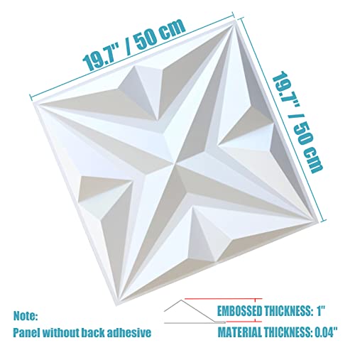 Zalorin Wall Panel for Interior Wall Décor, PVC Star Textured Wall Panels for Living Room Bedroom Office Lobby Hotel, White 19.7"x19.7" 32 Sq. Ft (12 Pack)