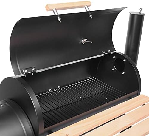 Zalorin Portable Charcoal Barbecue Smoker, Steel Oil Drum, High Temperature Spray Paint (500-600F/260-315C), 15cm (6 in) Plastic Wheels, Black