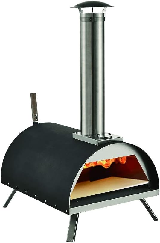 Zalorin 13" Outdoor Pizza Oven Wood fire Pizza Oven Portable Pizza Oven Pizza Maker for Home Garden Balcony Black