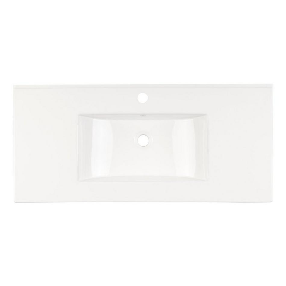 40" Zalorin Console Vanity and Sink - Muted Gray with Warm Oak Frame