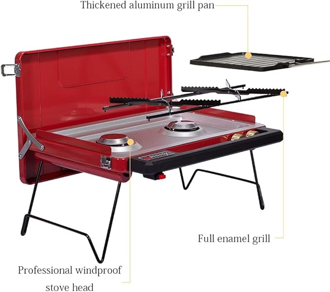 Zalorin Portable Grill Folding Gas Grill One Machine for Multiple Uses, for Outdoor Cooking Camping Hiking Picnics Tailgating Backpacking or Any Outdoor Event