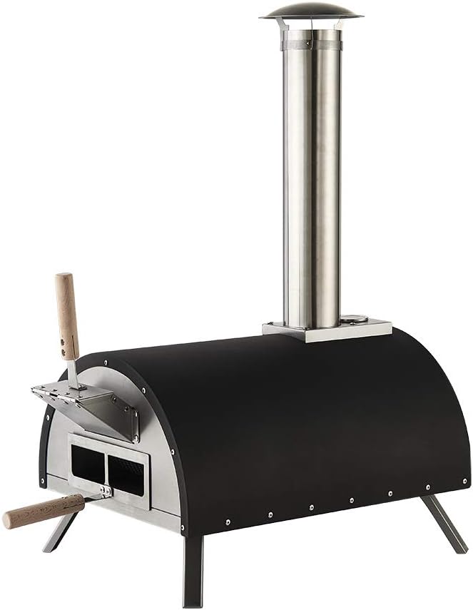 Zalorin 13" Outdoor Pizza Oven Wood fire Pizza Oven Portable Pizza Oven Pizza Maker for Home Garden Balcony Black