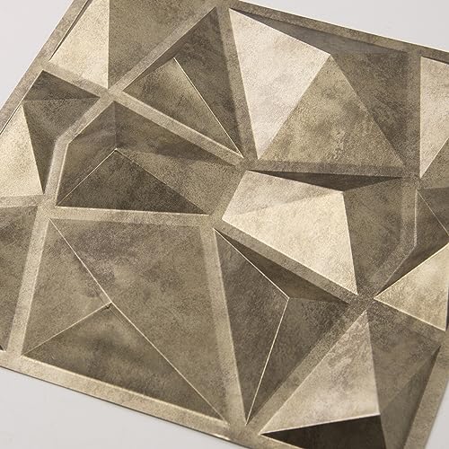 Zalorin Decorative 3D Wall Panels in Diamond Design, 12"x12" Antique Gold (33 Pack)