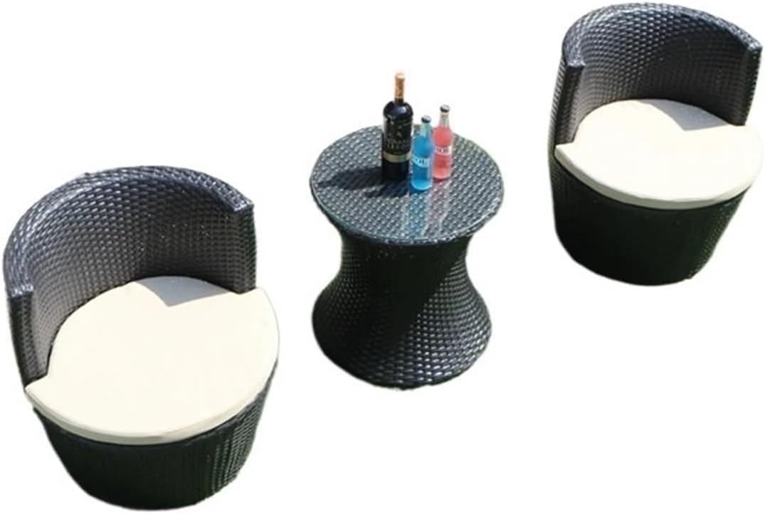 IDZO Balcony Table and Chair Set Courtyard Balcony Small Table and Chairs Garden Furniture Sets Leisure Rattan Three-Piece Set Waterproof Outdoor Table and Chair Bistro Table Set (Color : 2 Chairs-1 Table