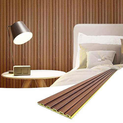 ZalorinSlat Wall Panels, WPC Soundproof 3D Wall Paneling for Interior Wall Decor, TV Background, 8-Pack 96 x 6 in. Teak
