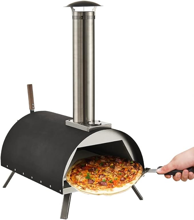 Zalorin 13" Outdoor Pizza Oven Wood fire Pizza Oven Portable Pizza Oven Pizza Maker for Home Garden Balcony Black