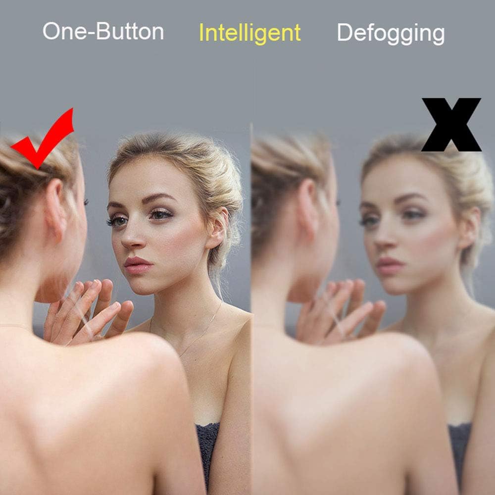 Zalorin Bathroom Wall Mirror/LED Lighting Bedroom Vanity Mirror Defogging Mirror HD Silver Mirror LED Touch Switch Metal Structure/Diameter 60 cm Black,Vanity Mirror