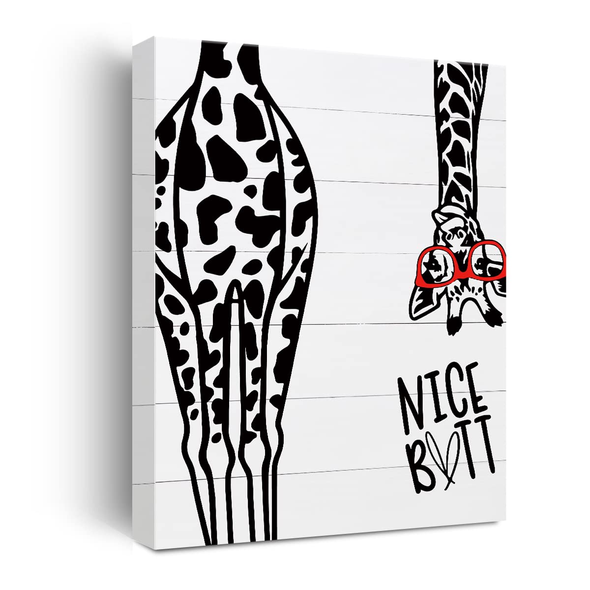 Zalorin Bathroom Canvas Print Decor Bathroom Quote Giraffe Wall Painting Posters Artwork 12”X15” Perfect Home Office Decoration (Framed)