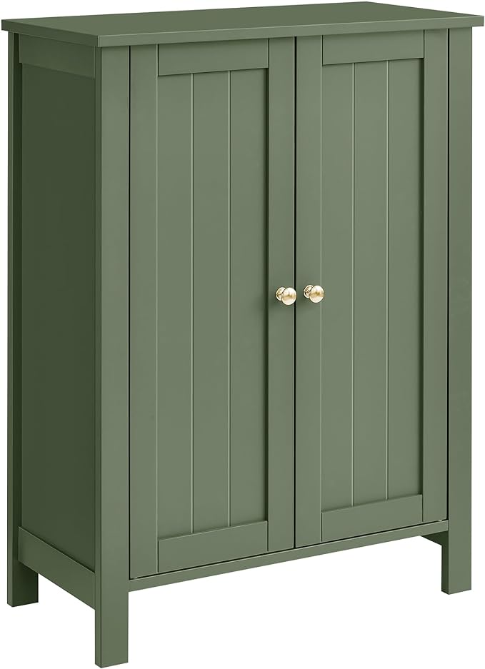 Zalorin Bathroom Floor Storage Cabinet, Bathroom Storage Unit with 2 Adjustable Shelves, Freestanding Cabinet, 11.8 x 23.6 x 31.5 Inches, Forest Green UBCB060C01