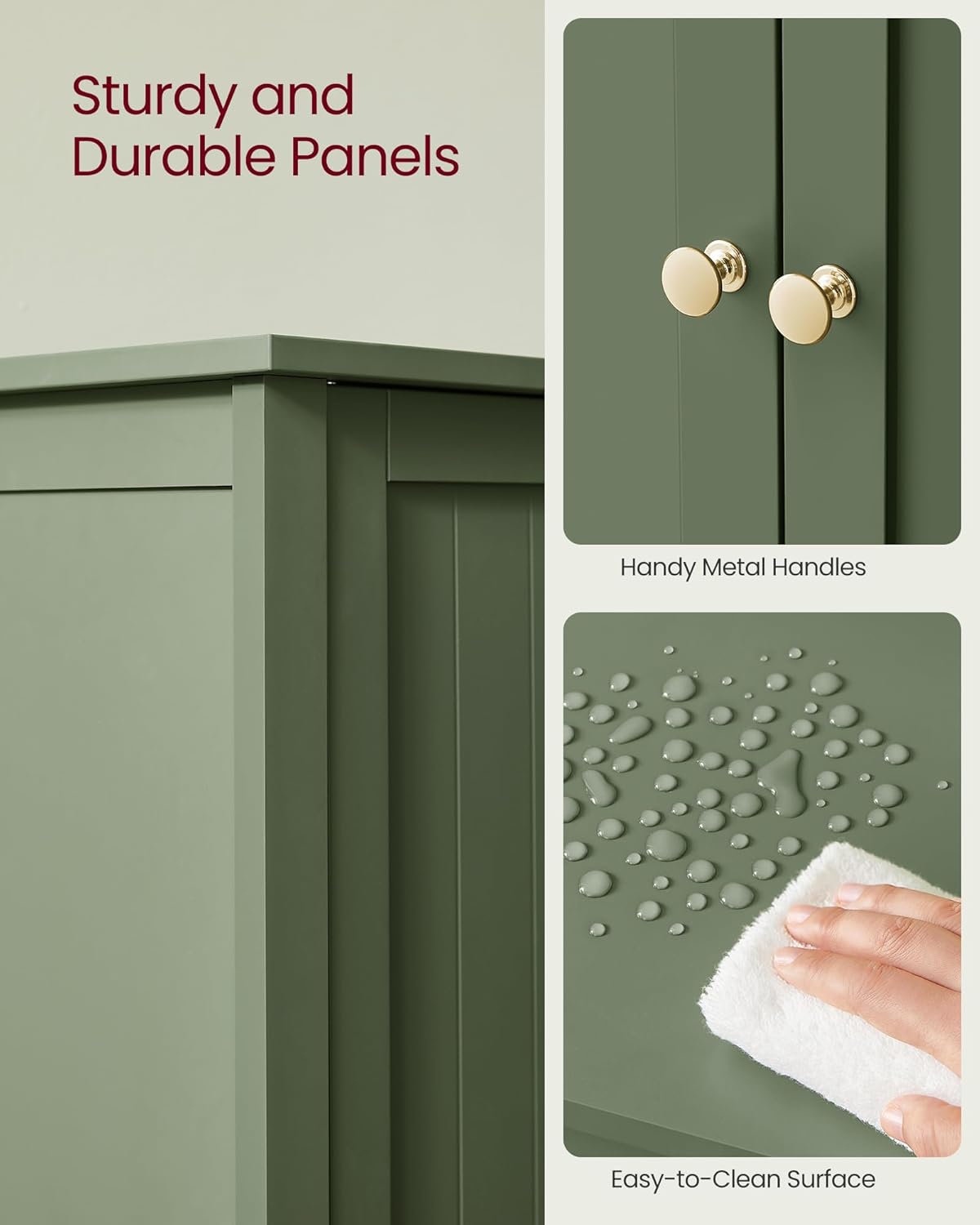 Zalorin Bathroom Floor Storage Cabinet, Bathroom Storage Unit with 2 Adjustable Shelves, Freestanding Cabinet, 11.8 x 23.6 x 31.5 Inches, Forest Green UBCB060C01