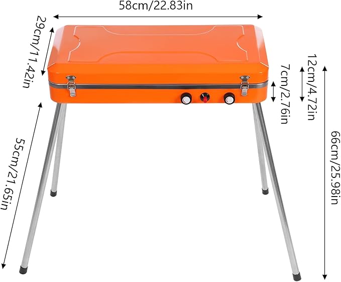 Zalorin Portable Gas Grill Cooker, Camping Stove, Outdoor Stove Portable Propane Burner Gas Cooker for Camping BBQ Picnic Camping Cooking Orange