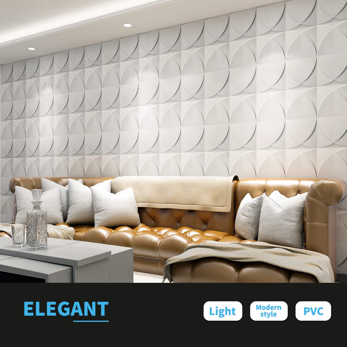 Zalorin Decorative Windmil Design PVC 3D Wall Panels for Interior Wall Decor in Living Room, Bedroom in White, Pack of 33 Tiles, 32Sq.Ft