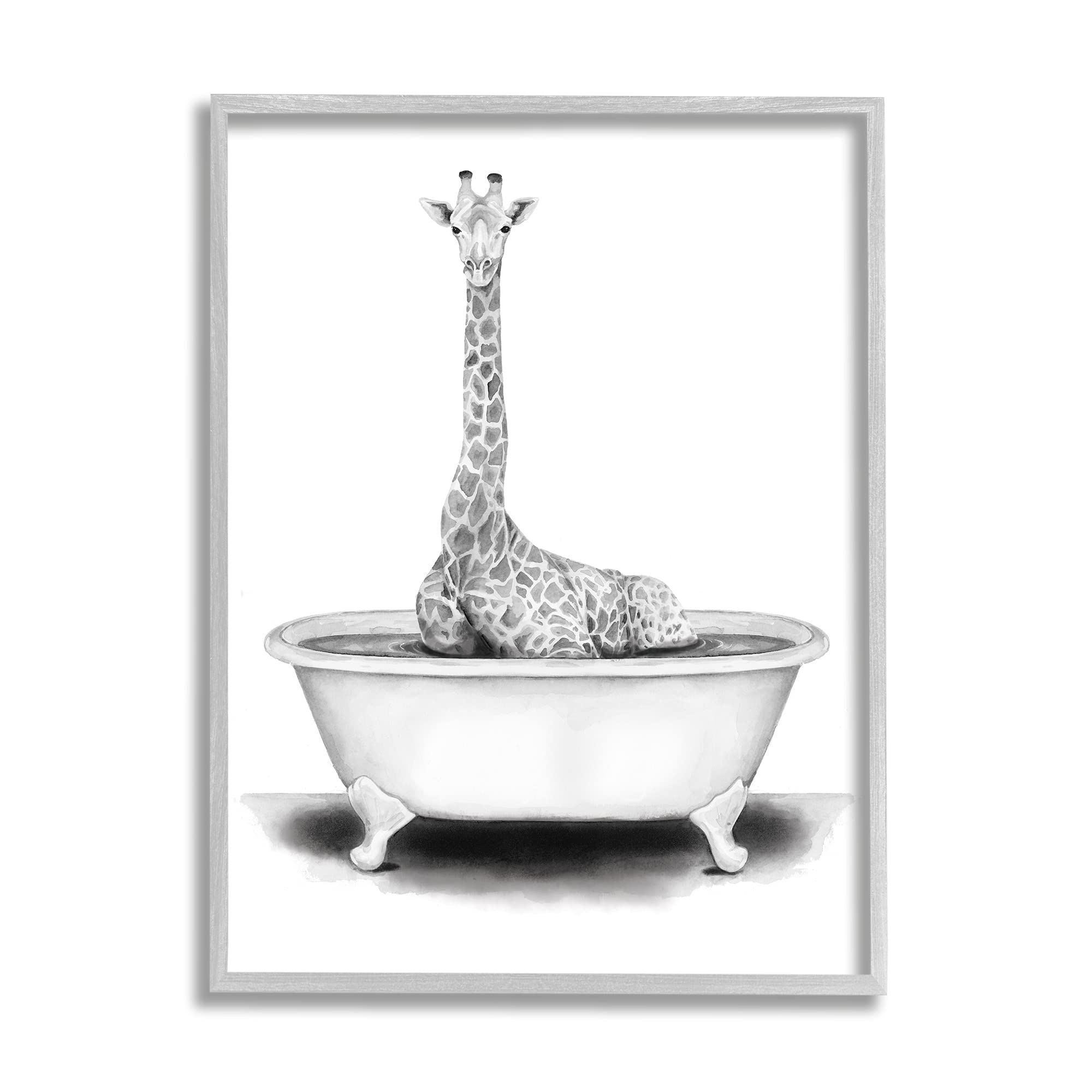 Zalorin Giraffe In A Tub Funny Animal Bathroom Drawing