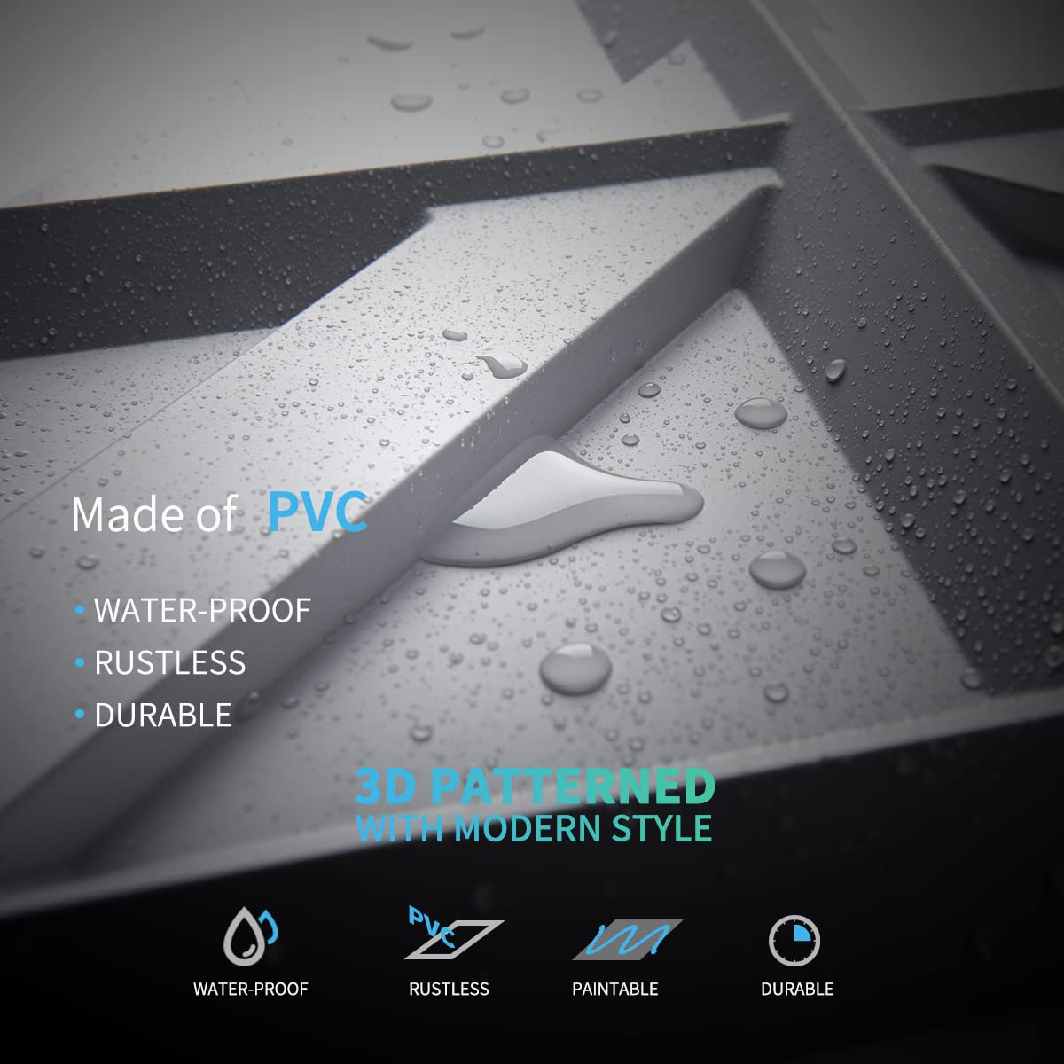 Zalorin PVC 3D Wall Panel, Decorative Wall Tile in White 12-Pack 19.7"x19.7"