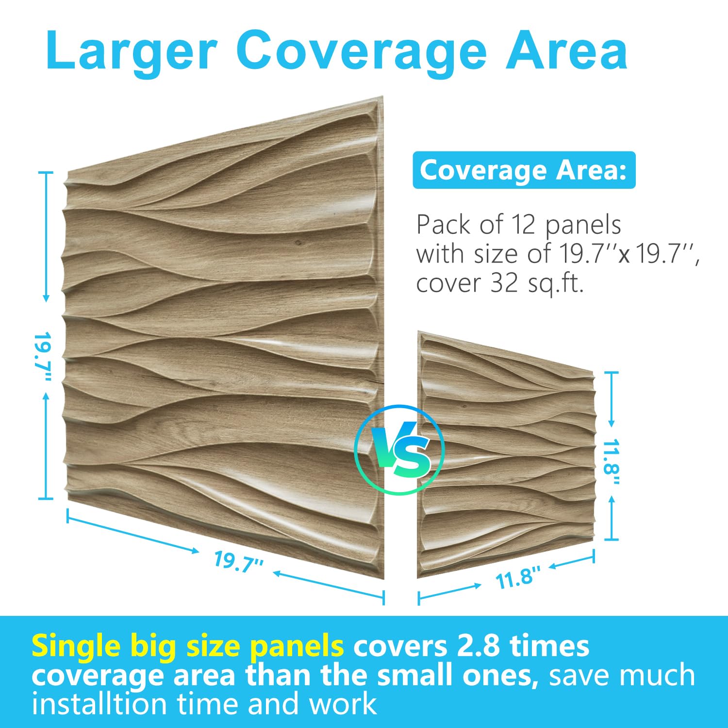 Zalorin Wood Wall Panels for Interior Wall Decor, Natural Oak 3D Wall Decor Panels Peel and Stick, Wave Design Accent Wall Covering Panels for Lobby, Office