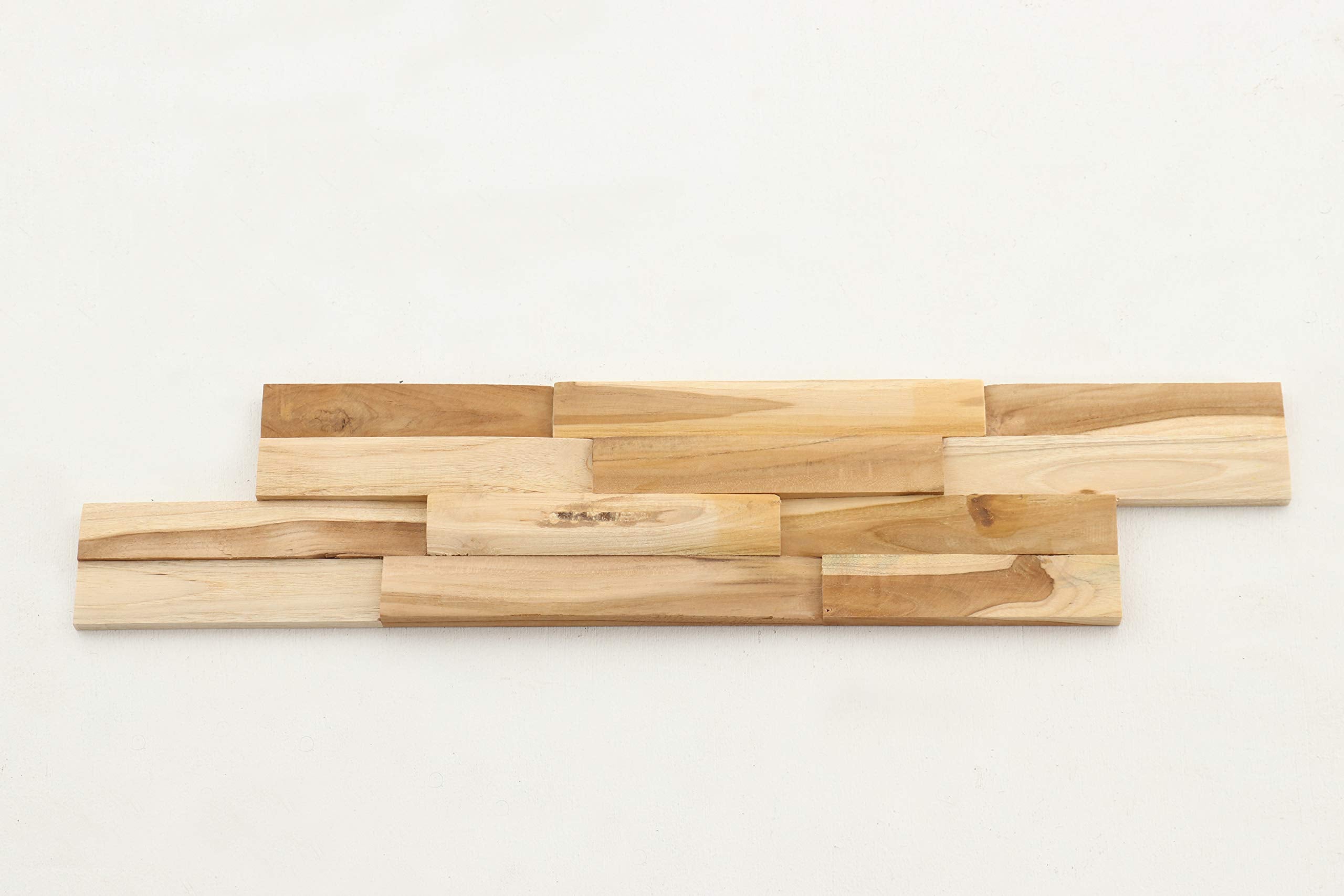Zalorin 3D Wall Panels - Recycled Eood Decor Planks for Kitchen, Living Room, Bedroom, Office, Bathroom - 11 Pieces (Natural Finish)