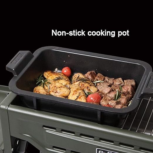 Barbecue Grill/Charcoal Grill Portable Foldable Charcoal Grill Outdoor BBQ Grill Large Cooking Surface with Baking Fork and Non-stick Bottom Pan for Outdoor Picnic Patio Cooking Backyard Party，dark Gr