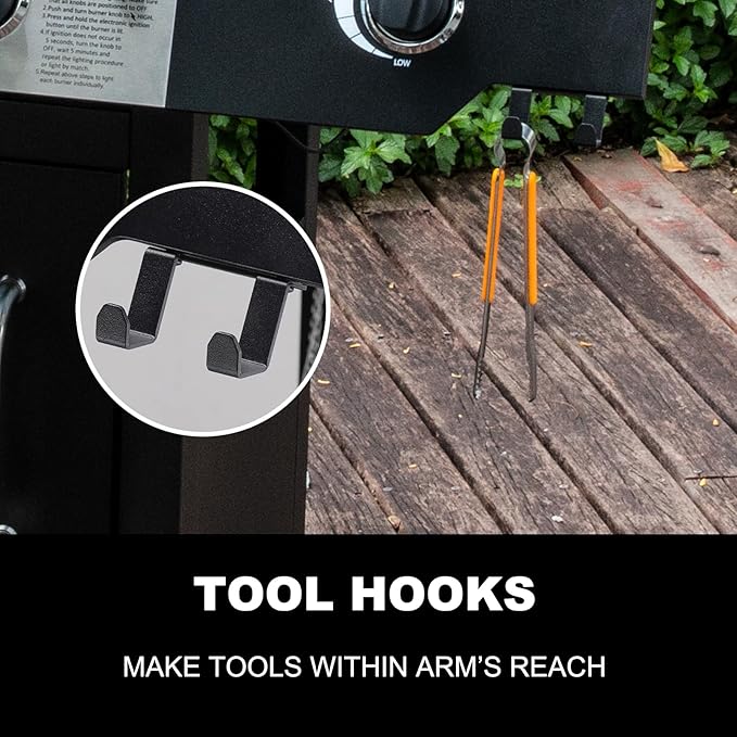 Zalorin Liquid Propane Gas Grill, Stainless Steel BBQ Grill High Performance 3 Burners with Side Burner, 48,000 BTU Cart Style Perfect Patio Garden Picnic Backyard Barbecue Grill.