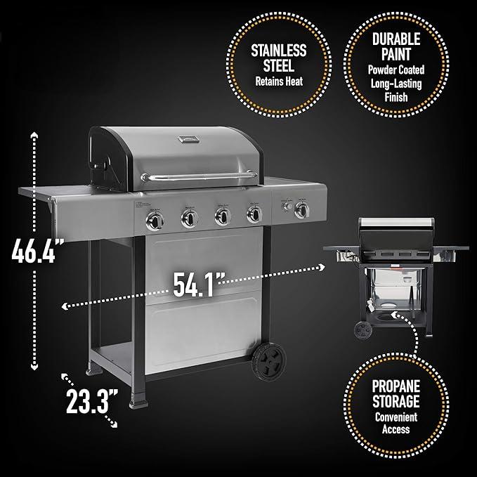 Zalorin Open Cart Grill with Side Burner, Stainless Steel