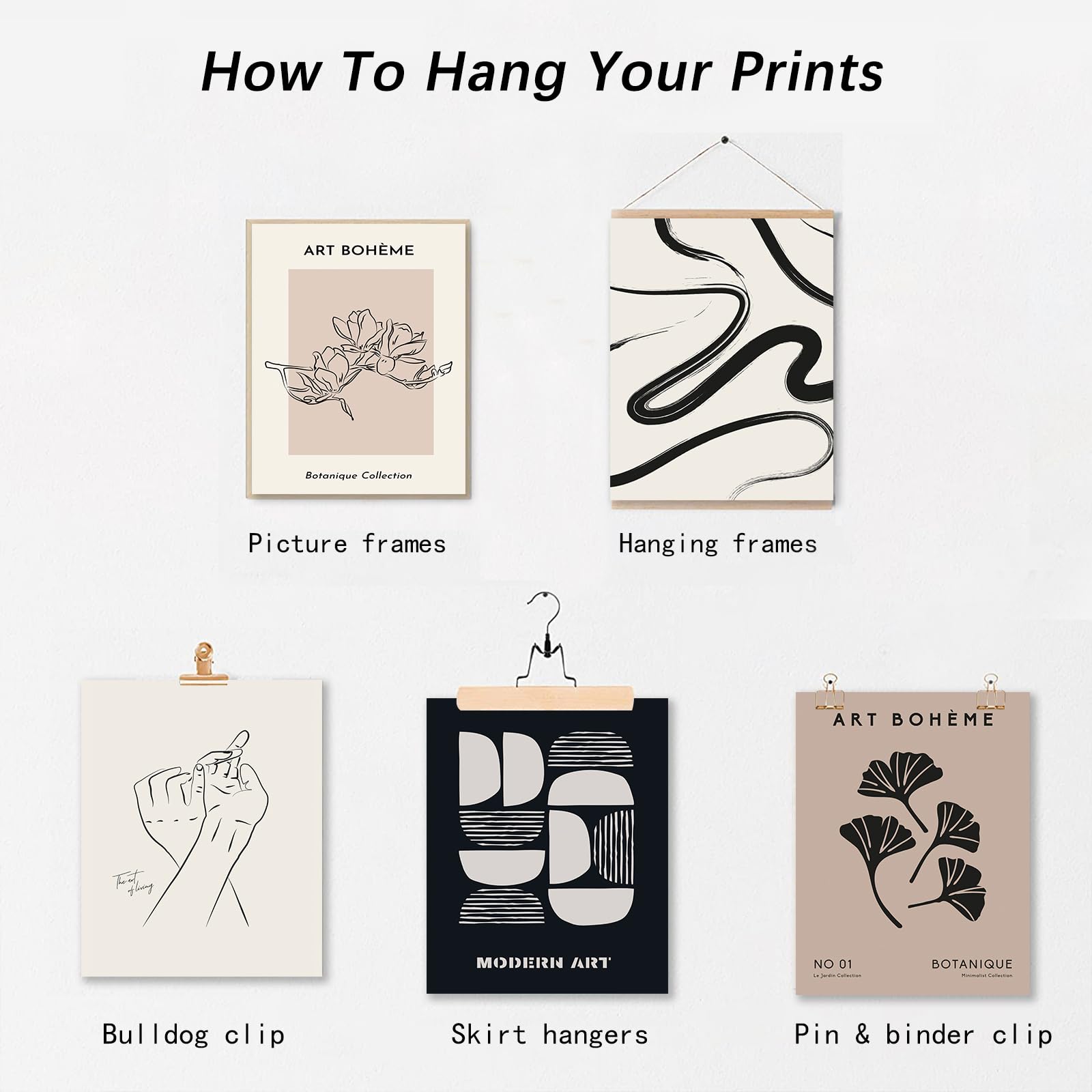 Zalorin Minimalist Boho Eclectic Wall Art Prints,  10 PCs Boho Wall Decor Abstract Neutral Black Beige Women Body Line Flower Canvas Painting Poster,Gallery Picasso Picture Eclectic Home Decor for Room