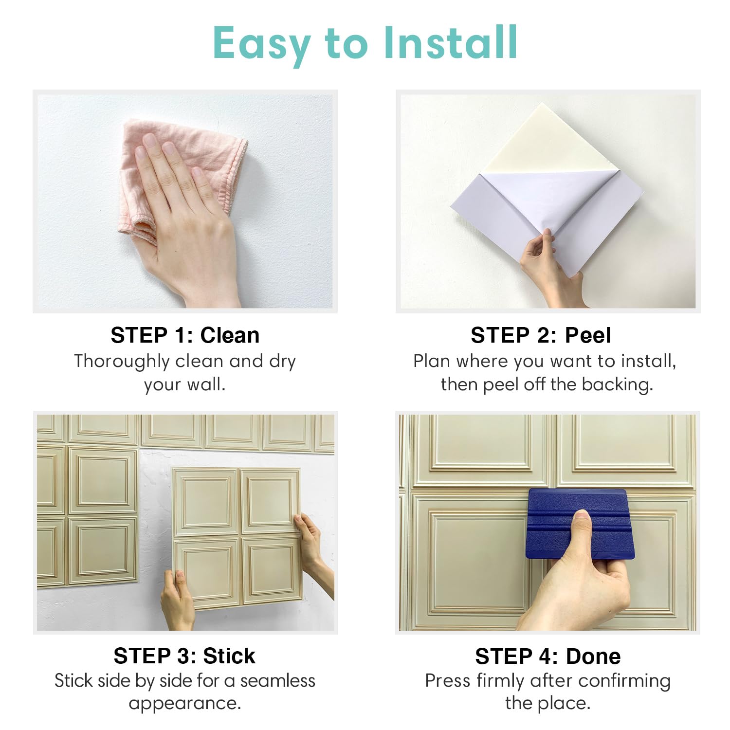 Zalorin 10 Pcs 3D PVC Wall Panels Peel and Stick Wall Tile - 11.8"x11.8" Light Yellow Square 3D Decorative Wall Panels for Bedroom, Living Room,Interior Wall Decor, Matte