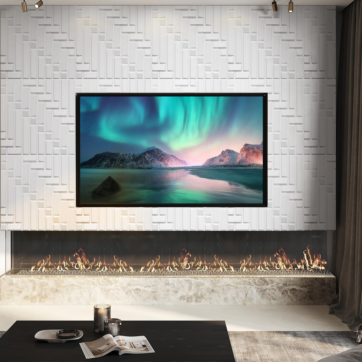 Zalorin 3D Wall Panels for Interior Wall Decor, 19.7''x19.7'' White 3D Wall Panels Peel and Stick, PVC Accent Wall Panels for Living Room Lobby Bedroom Hotel Office
