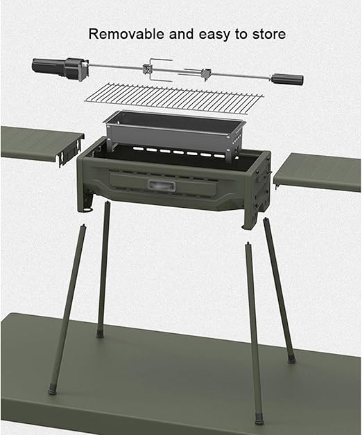 Barbecue Grill/Charcoal Grill Portable Foldable Charcoal Grill Outdoor BBQ Grill Large Cooking Surface with Baking Fork and Non-stick Bottom Pan for Outdoor Picnic Patio Cooking Backyard Party，dark Gr