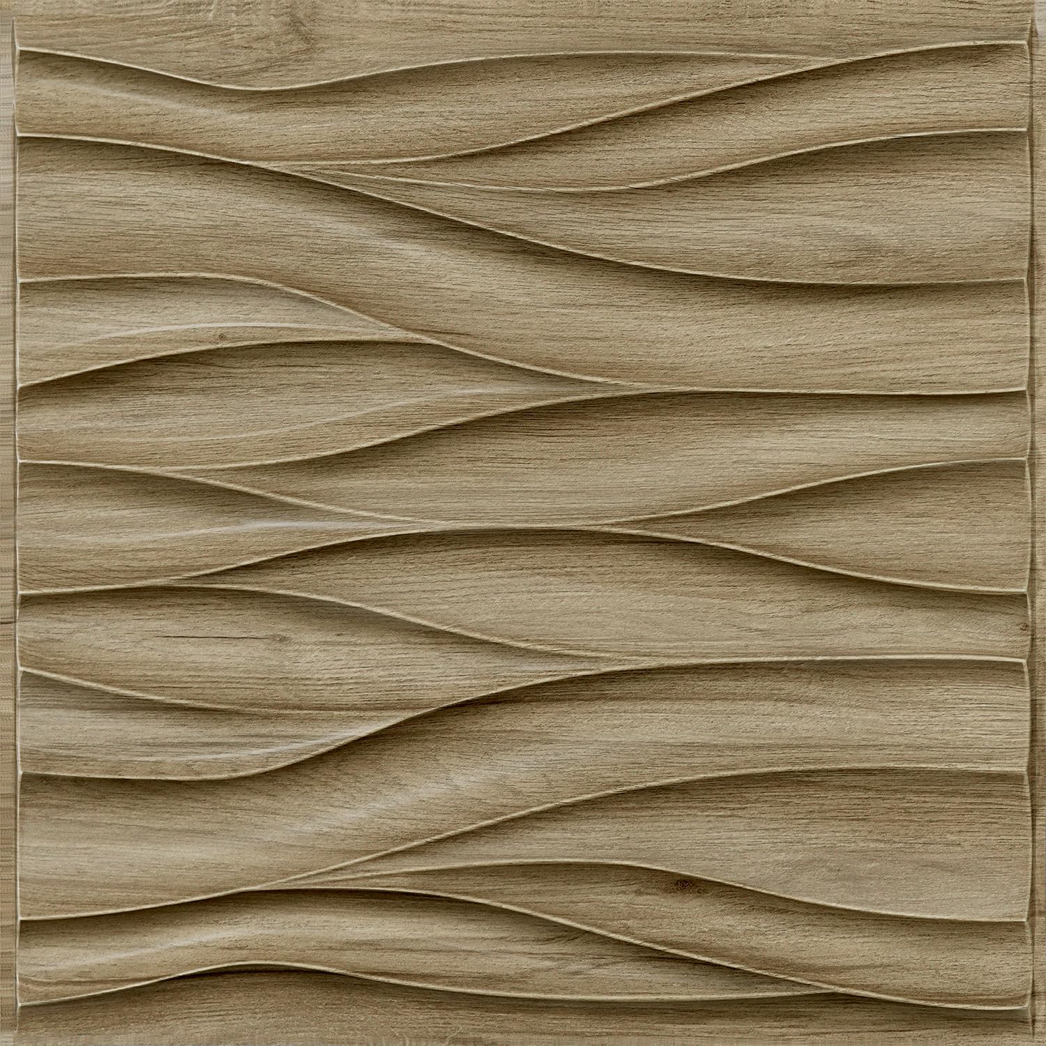 Zalorin Wood Wall Panels for Interior Wall Decor, Natural Oak 3D Wall Decor Panels Peel and Stick, Wave Design Accent Wall Covering Panels for Lobby, Office