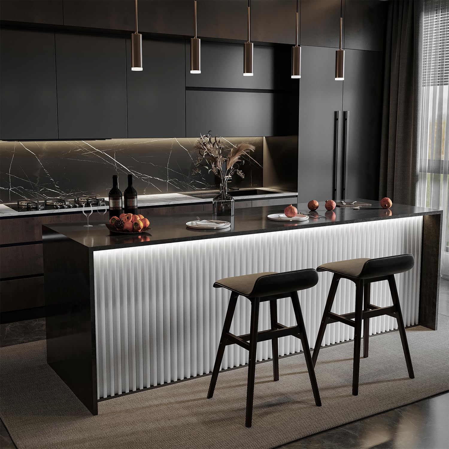 Zalorin12-Pack Slat Wall Panel 3D WPC Grille for Walls Embossed White Oak Textured Wood Plastic Composite Panel Wood Strip Texture 3D Wall Panels