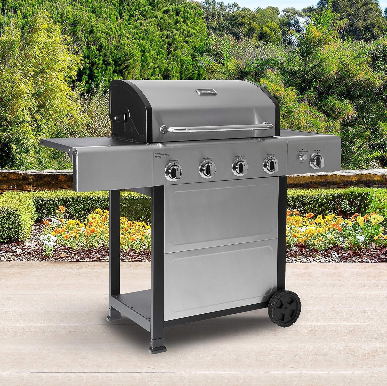 Zalorin Open Cart Grill with Side Burner, Stainless Steel
