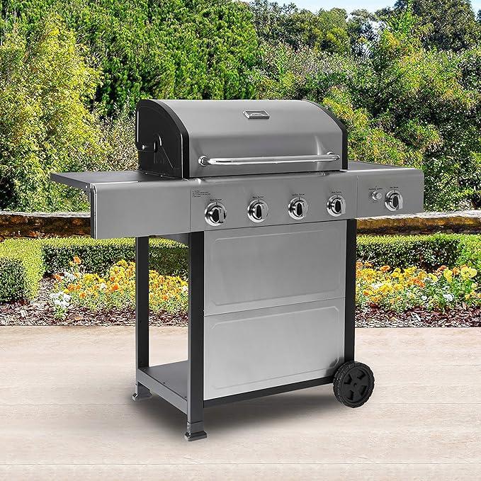 Zalorin Open Cart Grill with Side Burner, Stainless Steel
