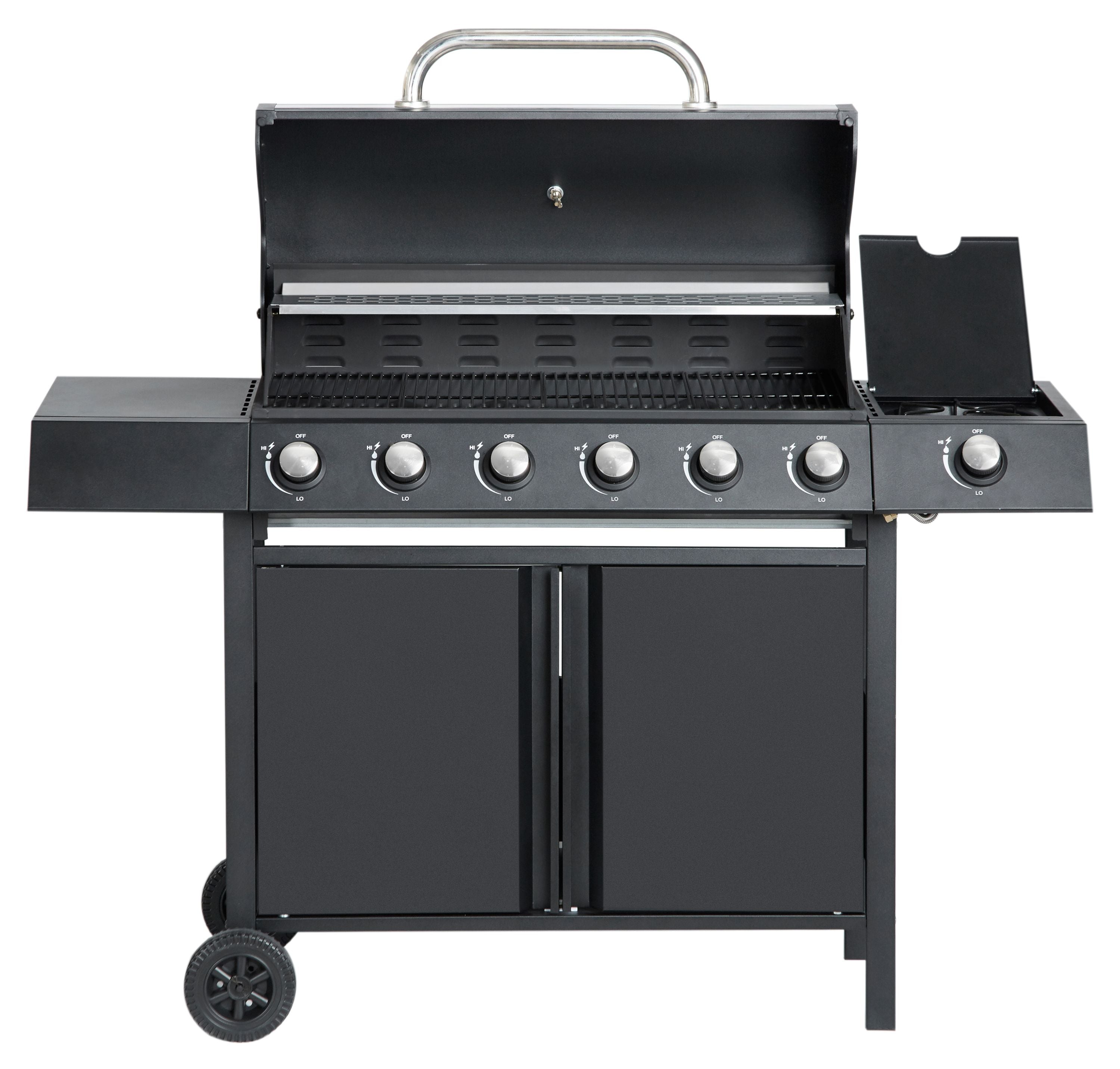 Zalorin Burner Propane Gas Grill – Large Outdoor BBQ Grill with Side Burner, Stainless Steel, Cabinet Storage, for Backyard & Patio Cooking