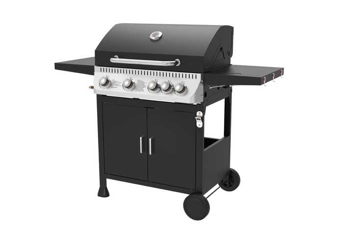 Zalorin Burner Gas Grill – Outdoor Propane BBQ Grill with Side Burner, Stainless Steel Lid, Cabinet Storage, for Backyard & Patio Cooking