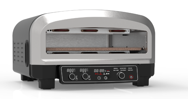 Zalorin 15 Inch Electric Stainless Steel Countertop Pizza Oven – Indoor Pizza Maker with 6 Preset Cooking Functions and Removable Pizza Stone