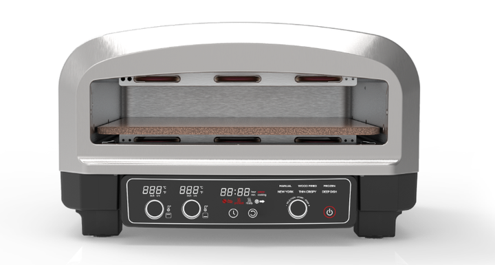 Zalorin 15 Inch Electric Stainless Steel Countertop Pizza Oven – Indoor Pizza Maker with 6 Preset Cooking Functions and Removable Pizza Stone