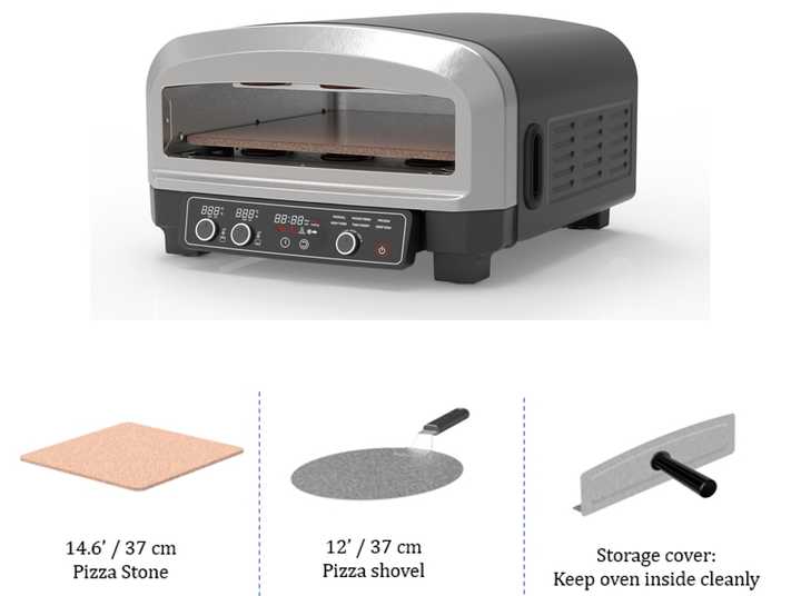 Zalorin 15 Inch Electric Stainless Steel Countertop Pizza Oven – Indoor Pizza Maker with 6 Preset Cooking Functions and Removable Pizza Stone